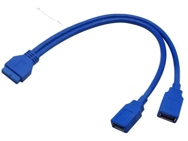 Alt view image 3 of 7 - 20 Pin Y Splitter Cable Dual Port USB 3.0 A Female to 20 Pin Female Motherboard Header Cable for USB Ports Directly to Computer Motherboard Backward Compatible with USB 2.0/1.0 (30cm-USB F)