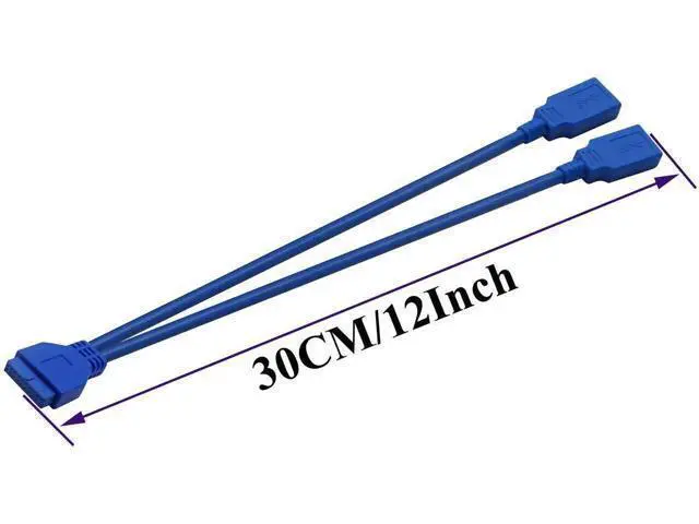Alt view image 6 of 7 - 20 Pin Y Splitter Cable Dual Port USB 3.0 A Female to 20 Pin Female Motherboard Header Cable for USB Ports Directly to Computer Motherboard Backward Compatible with USB 2.0/1.0 (30cm-USB F)