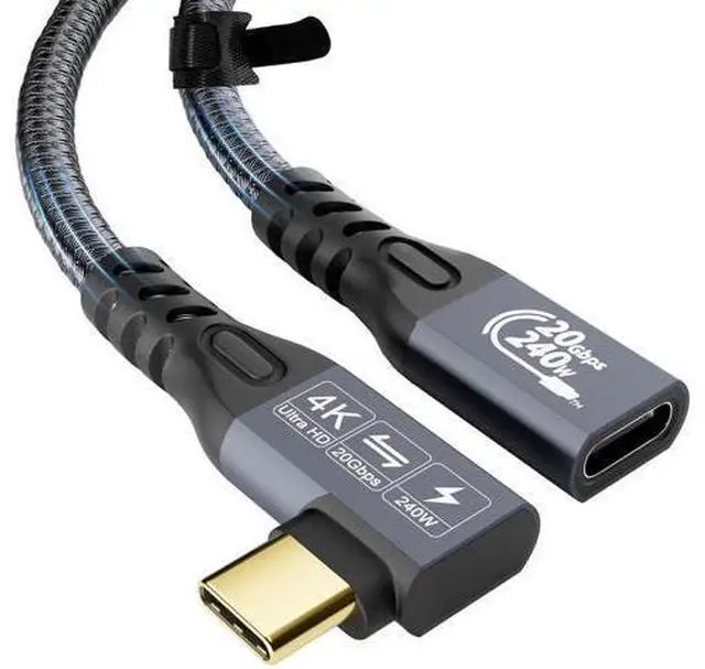 Main image of USB C 3.2 Gen-2 Extension 1M 3.3FT 90 Degree ElbowThunderbolt 3 240W Fast Charging Cable Male to Female Data Transfer 20Gbps 48V/5A 4K Video Cable Compatible with MacBook