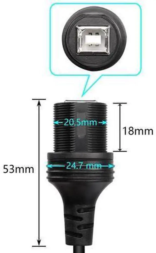 Alt view image 4 of 7 - USB 2.0 Type-B 90 Degree Printer Cable,Waterproof Type B Flush Mount Car Mount Extension Printer Cable,for Car Truck Boat Motorcycle Dashboard,Sync Printing and Data Transferring (Down 1M)