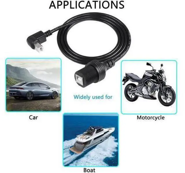 Alt view image 6 of 7 - USB 2.0 Type-B 90 Degree Printer Cable,Waterproof Type B Flush Mount Car Mount Extension Printer Cable,for Car Truck Boat Motorcycle Dashboard,Sync Printing and Data Transferring (Down 1M)