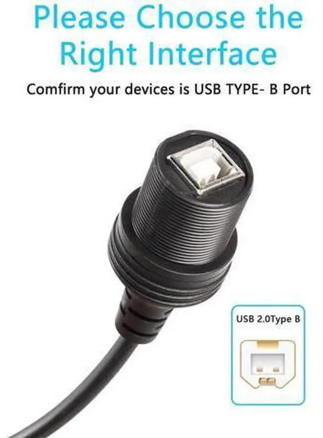 Alt view image 7 of 7 - USB 2.0 Type-B 90 Degree Printer Cable,Waterproof Type B Flush Mount Car Mount Extension Printer Cable,for Car Truck Boat Motorcycle Dashboard,Sync Printing and Data Transferring (Down 1M)