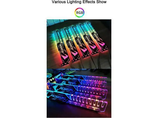 Alt view image 2 of 7 - RGB LED Light Graphics Card Bracket 25cm/28cm 5V Small 4PIN GPU Support VGA Holder for Computer Chassis PC Accessories