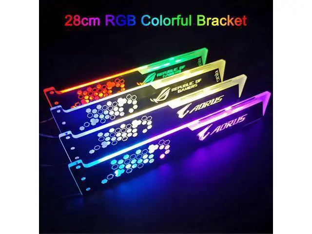 Alt view image 6 of 7 - RGB LED Light Graphics Card Bracket 25cm/28cm 5V Small 4PIN GPU Support VGA Holder for Computer Chassis PC Accessories