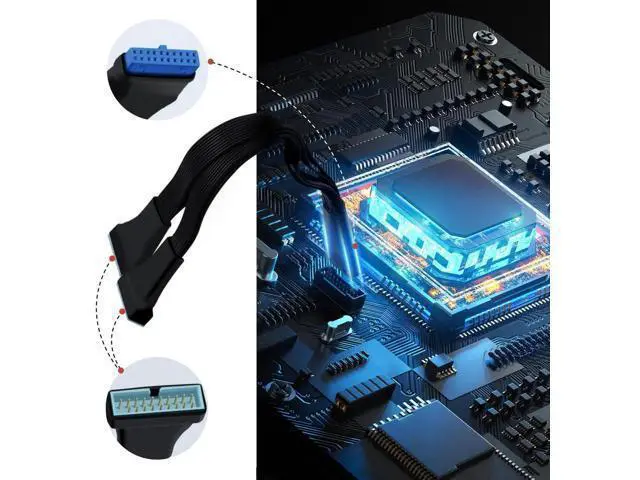 Alt view image 3 of 6 - USB 3.0 Header Splitter Extension Cable Motherboard 19/20 Pin Male to Female Adapter, Small Mini 1 in 2 Out Internal USB 3.0 Extension Cord (6 inch)