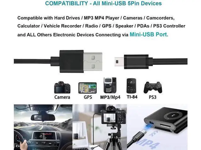 Alt view image 4 of 6 - 6ft Mini USB Data Sync & Charging Cord for Motorola RAZR v3/v3c/v3i/v3m/v3r/v3t Cellphones