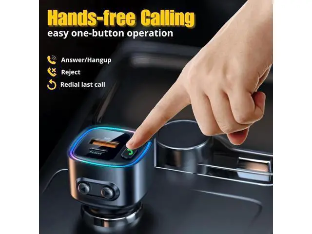 Alt view image 6 of 6 - Bluetooth 5.4 Car Adapter Aux, Bluetooth Wireless Transmitter for Car with 3.5mm Auxiliary, Dual USB C and USB A Charging Ports, Hands-Free Calling, Support USB Flash Drive