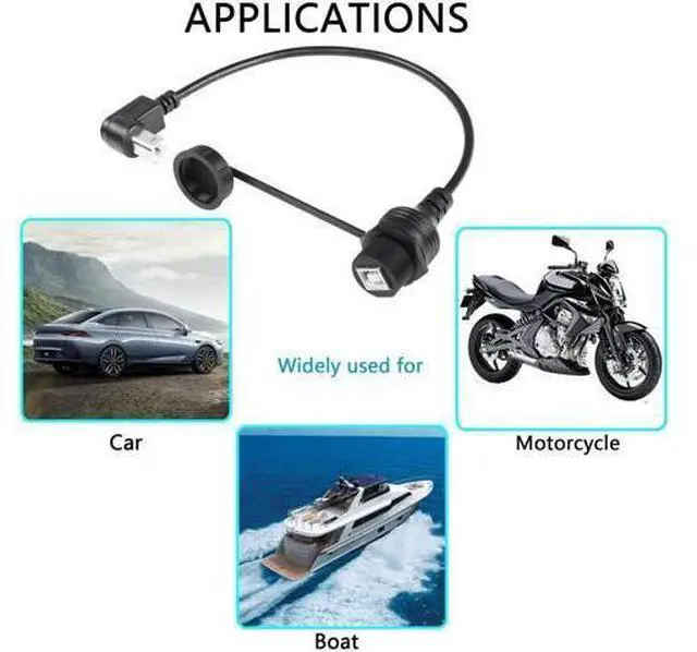 Alt view image 5 of 7 - USB 2.0 Type-B 90 Degree Printer Cable,Waterproof Type B Flush Mount Car Mount Extension Printer Cable,for Car Truck Boat Motorcycle Dashboard,Sync Printing and Data Transferring (UP 0.3M)