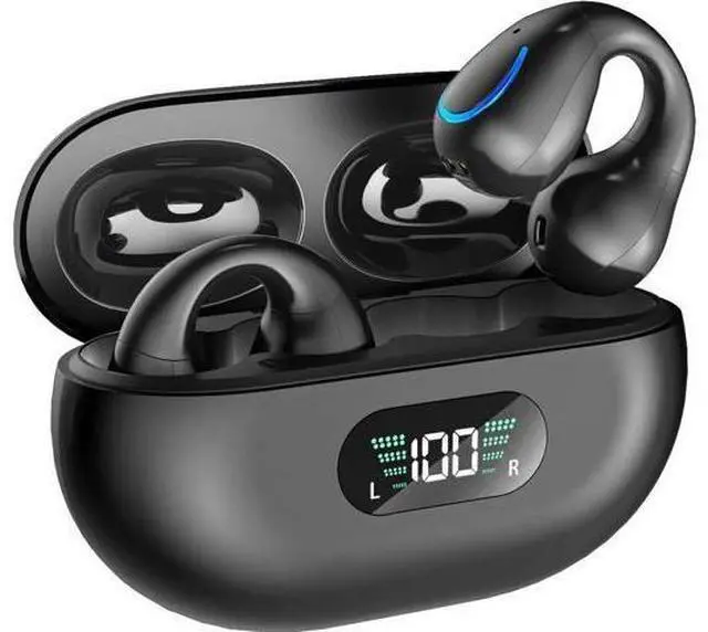 Main image of Wireless Headphones, Bluetooth Ear Clip Earphones, 30H Playtime Open Ear Clip Headphones with Mic, Mini Wireless Earbuds Bluetooth for Running Sport Gym, USB-C, Compatible with iPhone Android (Black)