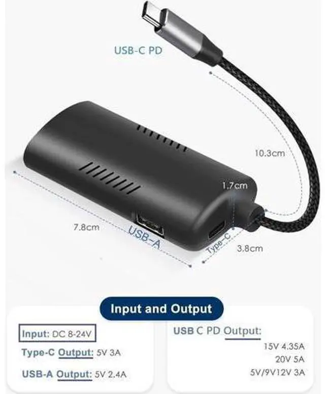 Alt view image 5 of 7 - 15W 65W 100W USB C Power Supply with Power Delivery PD for Tablets Laptops, DC to 15W 65W 100W PD USB Type C Adapter, 3-in-1 Power Adapter