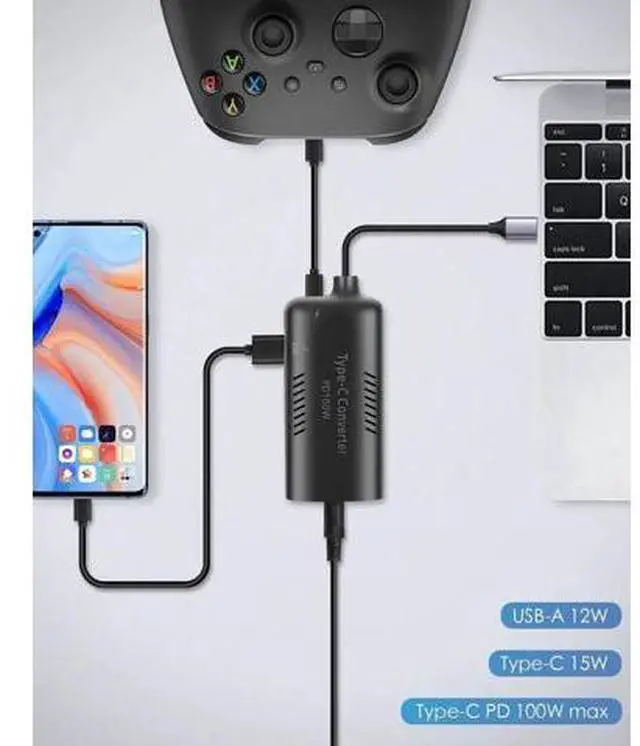 Alt view image 7 of 7 - 15W 65W 100W USB C Power Supply with Power Delivery PD for Tablets Laptops, DC to 15W 65W 100W PD USB Type C Adapter, 3-in-1 Power Adapter
