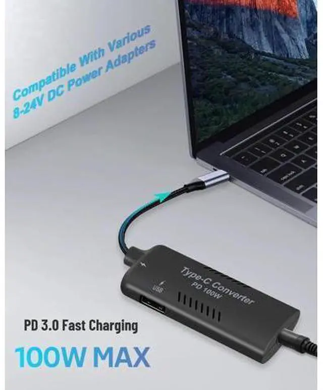 Alt view image 6 of 7 - 15W 65W 100W USB C Power Supply with Power Delivery PD for Tablets Laptops, DC to 15W 65W 100W PD USB Type C Adapter, 3-in-1 Power Adapter