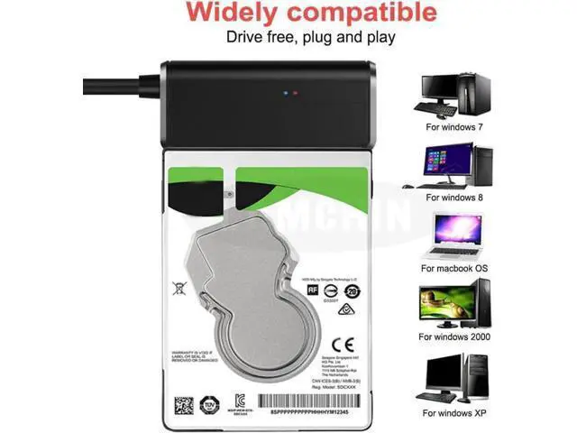 Alt view image 4 of 7 - Sata To USB Adapter USB 3.0 SATA 3 Cable Plug and play 22 Pin Sata III Cable Support 2.5 or 3.5 Inch External SSD HDD Hard Drive with 12V 2A Power Adapter