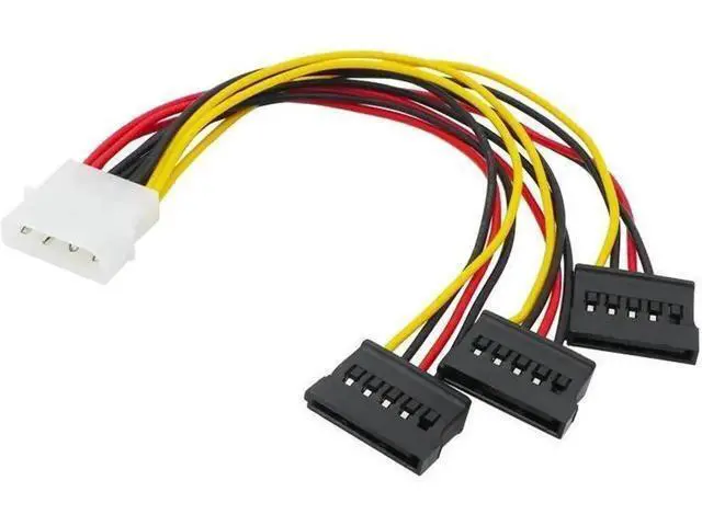 Alt view image 4 of 5 - SATA Adapter Cable IDE 4Pin Male To 3 Port SATA Female Splitter Hard Drive Power Supply Cable SATA Cable 22cm