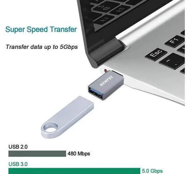 Alt view image 3 of 6 - USB C to USB 3.0 Adapter 3 Pack,Benfei USB C to A Male to Female Adapter, Compatible with MacBook 2018 2017 2016, Samsung Galaxy Note 8, Galaxy S8 S8+ S9, Google Pixel, Nexus, and More