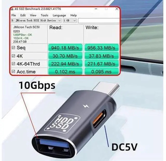 Alt view image 3 of 7 - 10Gbps USB-C Type-C to USB 3.0 Female OTG & DC 5V Power Adapter for Tablet Phone