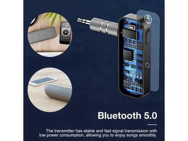 Alt view image 2 of 7 - USB Wireless Bluetooth 5.0 Transmitter Receiver 2in1 Audio Adapter 3.5mm Aux Car