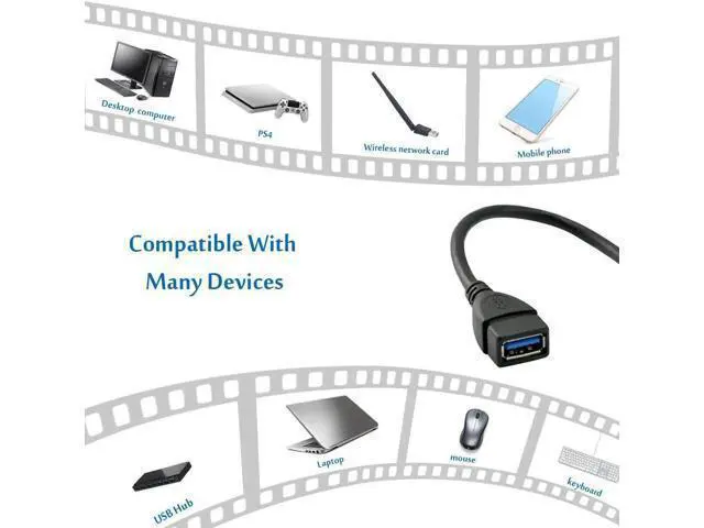 Alt view image 3 of 7 - 2 Packs SuperSpeed USB 3.0 Extension Cable SuperSpeed USB 3.0 Male to Female Extension Data Cable Left and Right Angle - 20CM / 8INCH