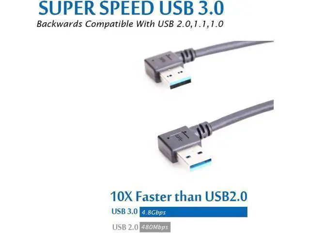 Alt view image 6 of 7 - 2 Packs SuperSpeed USB 3.0 Extension Cable SuperSpeed USB 3.0 Male to Female Extension Data Cable Left and Right Angle - 20CM / 8INCH