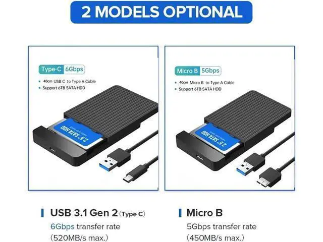 Alt view image 2 of 7 - 2.5 HDD SSD Case SATA to USB 3.1 3.0 Adapter Case 6gbps HD External Hard Drive Enclosure Box for Disk HDD Type USB C Enclosure