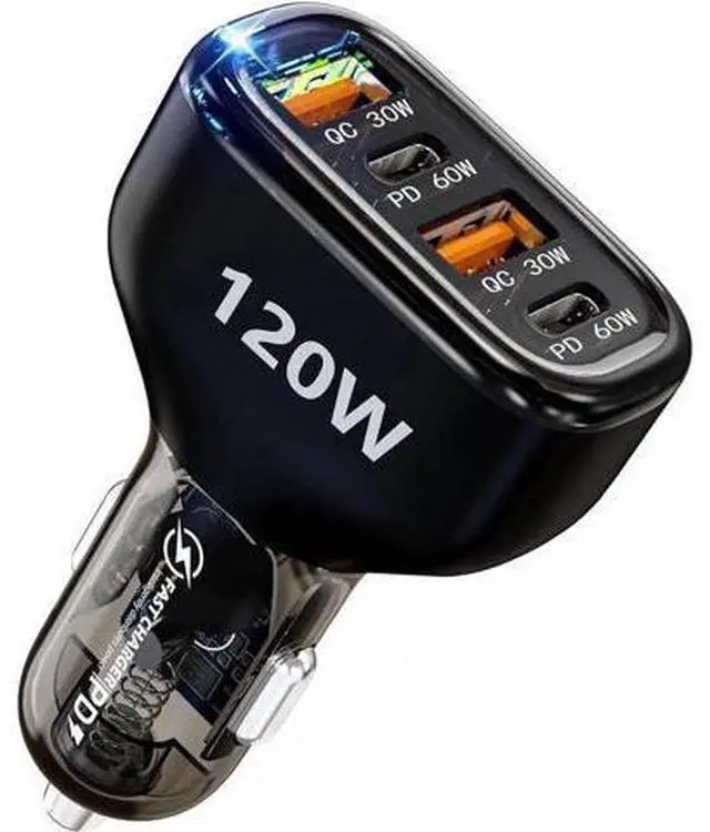 Main image of 120W USB C Car Charger, Car Cigarette Lighter Adapter, Dual PD60W/PPS60W Car Charger for i-Phone 15/14/13/Pro Max/Pro/Android Smartphones and More, Fast Charger for Family Travel