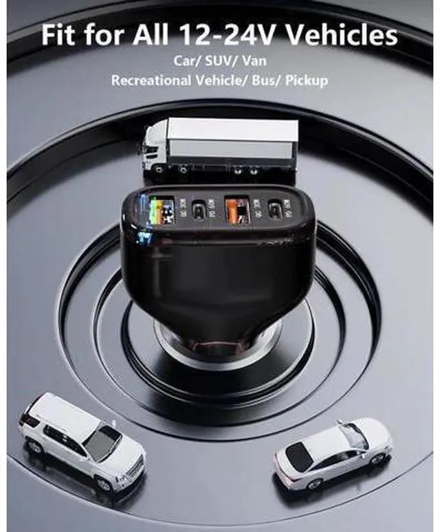 Alt view image 5 of 7 - 120W USB C Car Charger, Car Cigarette Lighter Adapter, Dual PD60W/PPS60W Car Charger for i-Phone 15/14/13/Pro Max/Pro/Android Smartphones and More, Fast Charger for Family Travel