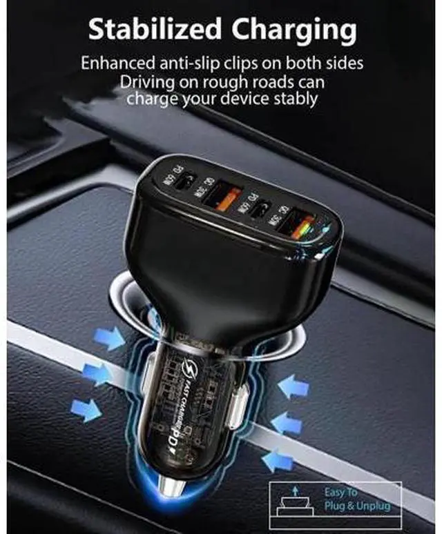 Alt view image 6 of 7 - 120W USB C Car Charger, Car Cigarette Lighter Adapter, Dual PD60W/PPS60W Car Charger for i-Phone 15/14/13/Pro Max/Pro/Android Smartphones and More, Fast Charger for Family Travel