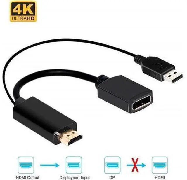 Main image of 4K 60Hz HDMI to DisplayPort Video Adapter w/USB Power - HDMI 2.0 (Male) to DP 1.2 (Female) Active Monitor Converter