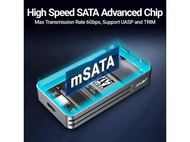 Alt view image 6 of 7 - mSATA to USB 3.1 Gen2 10Gbps SSD Enclosure Adapter Case with Type C Port for mSATA Internal Solid State Drive Hard Drive