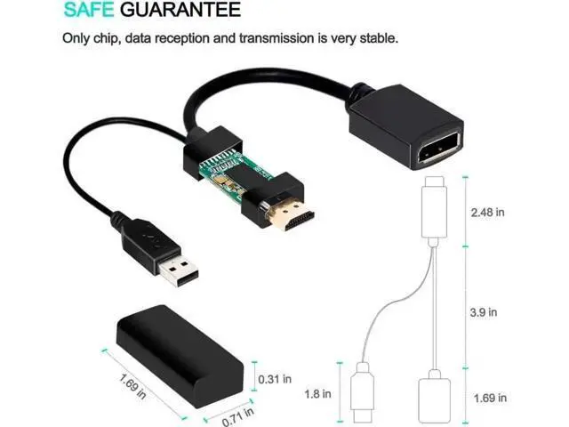 Alt view image 5 of 7 - 4K 60Hz HDMI to DisplayPort Video Adapter w/USB Power - HDMI 2.0 (Male) to DP 1.2 (Female) Active Monitor Converter