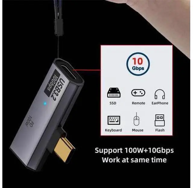 Alt view image 2 of 7 - 10Gbps USB-C Type-C 1-to-2 USB-C Female OTG & 100W PD Power Adapter for Laptop Tablet Phone