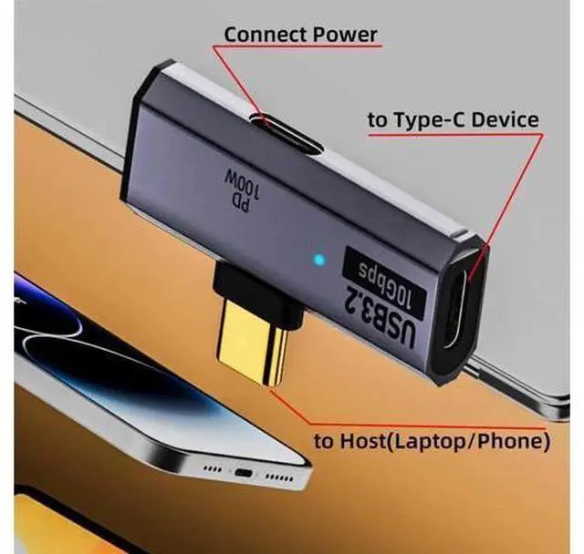 Alt view image 4 of 7 - 10Gbps USB-C Type-C 1-to-2 USB-C Female OTG & 100W PD Power Adapter for Laptop Tablet Phone