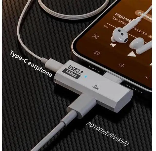 Alt view image 5 of 7 - 10Gbps USB-C Type-C 1-to-2 USB-C Female OTG & 100W PD Power Adapter for Laptop Tablet Phone