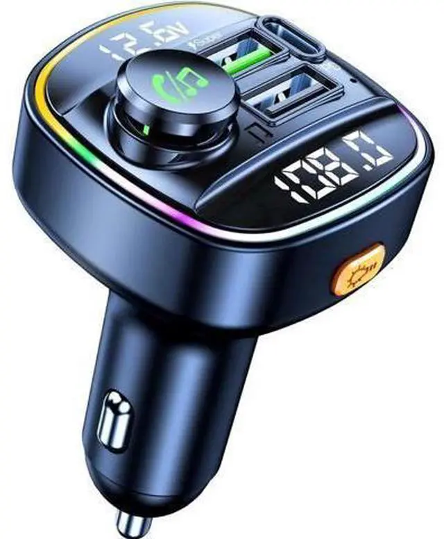 Main image of Bluetooth 5.3 Car Adapter, Wireless Bluetooth FM Transmitter for Car, PD 20W & QC3.0 USB C Car Fast Charger Port, Radio Transmitter Bluetooth for Car, Hands Free Calling, 7 Colors Led Backlit Light