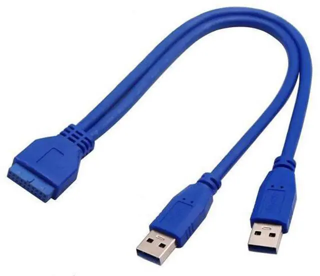 Main image of 2 Port USB 3.0 Splitter Adapter Cable Dual Port USB 3.0 A Male to 20 Pin Motherboard Header Extension Cable for USB Ports Directly to Computer Motherboard Cable(30cm/12inch-USB M)