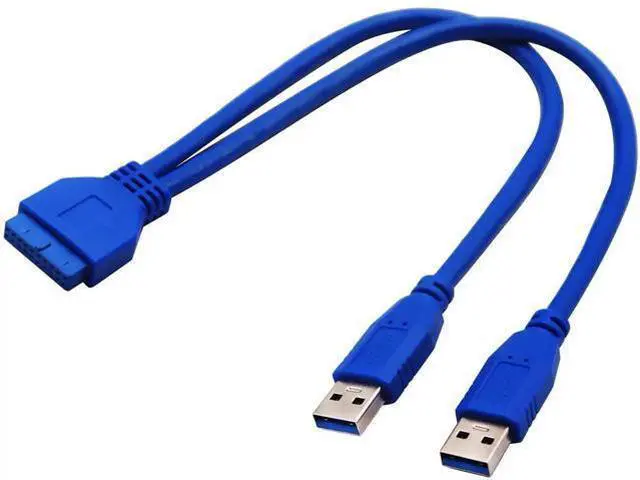 Alt view image 3 of 7 - 2 Port USB 3.0 Splitter Adapter Cable Dual Port USB 3.0 A Male to 20 Pin Motherboard Header Extension Cable for USB Ports Directly to Computer Motherboard Cable(30cm/12inch-USB M)