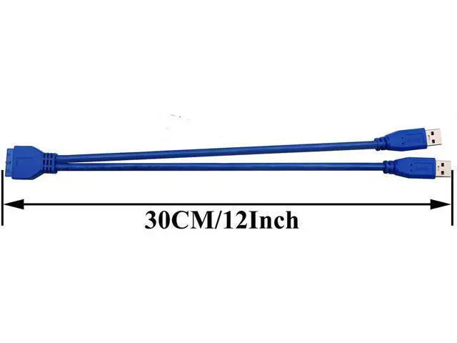 Alt view image 6 of 7 - 2 Port USB 3.0 Splitter Adapter Cable Dual Port USB 3.0 A Male to 20 Pin Motherboard Header Extension Cable for USB Ports Directly to Computer Motherboard Cable(30cm/12inch-USB M)