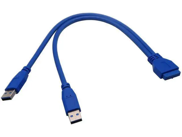 Alt view image 7 of 7 - 2 Port USB 3.0 Splitter Adapter Cable Dual Port USB 3.0 A Male to 20 Pin Motherboard Header Extension Cable for USB Ports Directly to Computer Motherboard Cable(30cm/12inch-USB M)