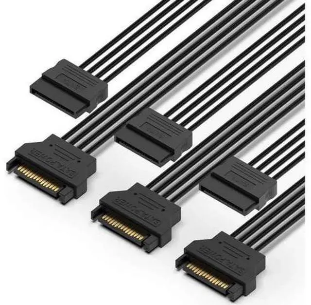 Main image of 3 Pack SATA Power Extension Cable 3Pack 15 Pin SATA Male to Female Extender Power Adapter Cable for Serial ATA Hard Drives, SATA HDD, SSD, CD Driver, CD Writer, CD ROM Drives 18 Inch(50cm)