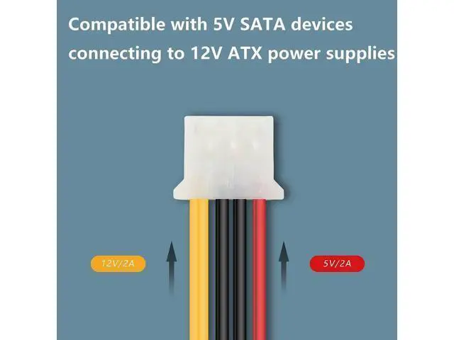 Alt view image 2 of 7 - 8In LP4 to Dual Latching SATA Power Y Cable Splitter, 4-pin IDE Female to 15pin Female Adapter for HHD/SSD/DVD RW/Hard drive-2PCS