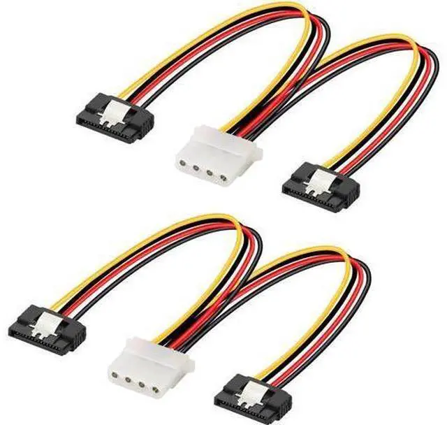 Main image of 8In LP4 to Dual Latching SATA Power Y Cable Splitter, 4-pin IDE Female to 15pin Female Adapter for HHD/SSD/DVD RW/Hard drive-2PCS