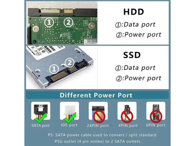 Alt view image 7 of 7 - 8In LP4 to Dual Latching SATA Power Y Cable Splitter, 4-pin IDE Female to 15pin Female Adapter for HHD/SSD/DVD RW/Hard drive-2PCS