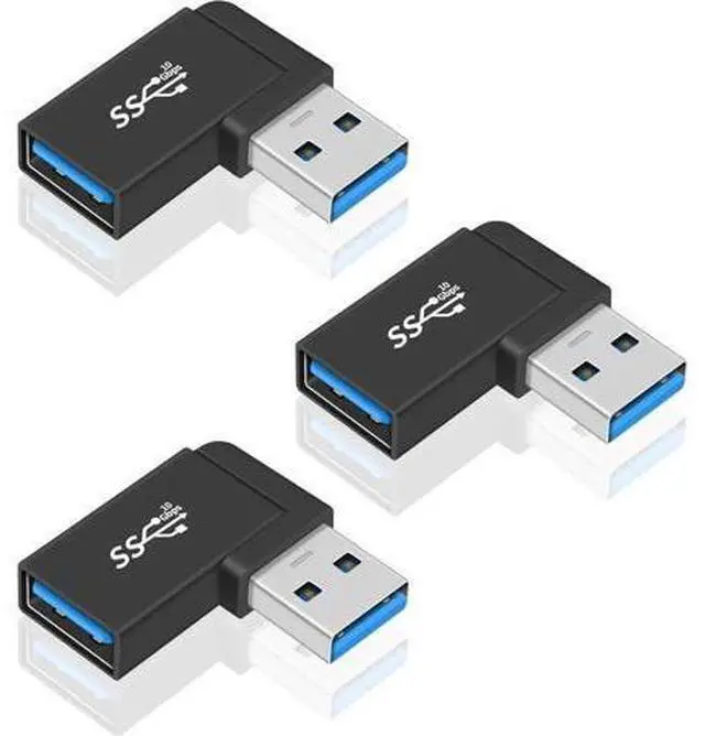 Main image of USB 3.0 Adapter 90 Degree, USB Extender 5Gbps Type A Extension Adapter, 3-Pack Right Angle Type A Male to Female Adapter OTG Connector for Hard Drive, Laptop