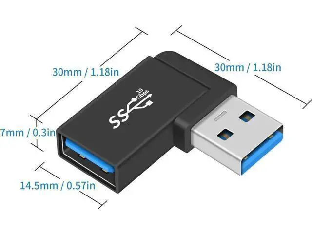 Alt view image 3 of 7 - USB 3.0 Adapter 90 Degree, USB Extender 5Gbps Type A Extension Adapter, 3-Pack Right Angle Type A Male to Female Adapter OTG Connector for Hard Drive, Laptop