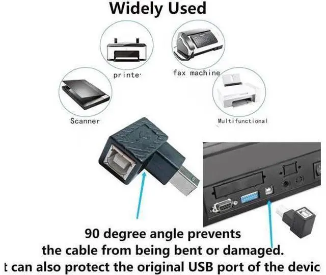 Alt view image 3 of 7 - 90 Degree USB 2.0 Type B Printer Adapter,USB 2.0 B Male to Type B Female UP Angle Print and Data Transfer Extension Connector for Printer Scanner Fax HDD 2 pcs