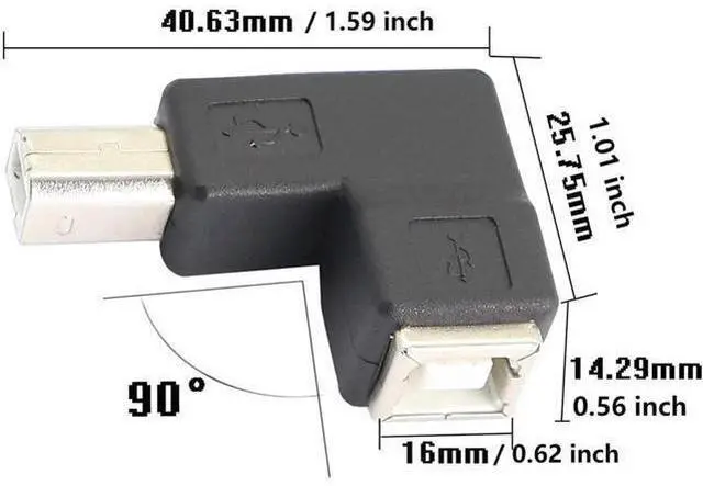 Alt view image 6 of 7 - 90 Degree USB 2.0 Type B Printer Adapter,USB 2.0 B Male to Type B Female UP Angle Print and Data Transfer Extension Connector for Printer Scanner Fax HDD 2 pcs