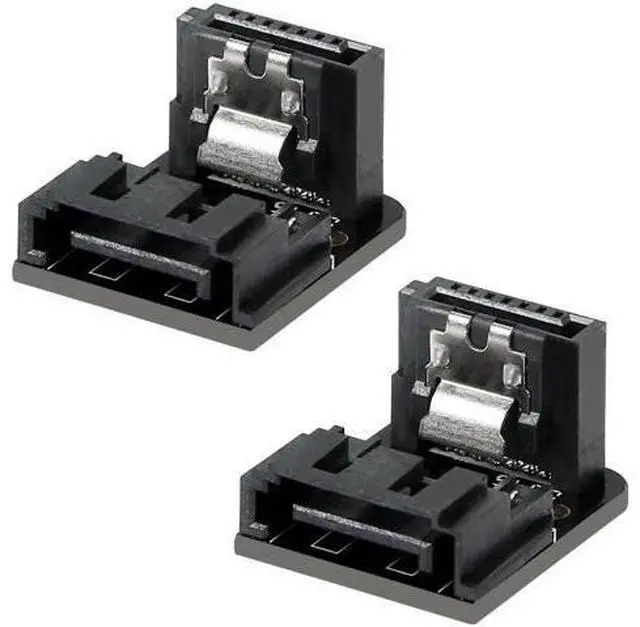 Main image of Right Angle SATA 7Pin Female to 7pin Male Adapter,90 Degree SATA 7pin Converter Mainboard Motherboard for Desktops SSD HDD (Black - 2 Up) 2 PCS