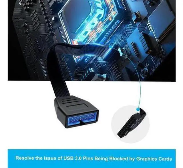 Alt view image 6 of 6 - USB 3.0 19/20 Pin Extension Cable USB 3.0 19/20 Pin Internal Extension Header Adapter Cable, for Desktop Computers (15 cm)