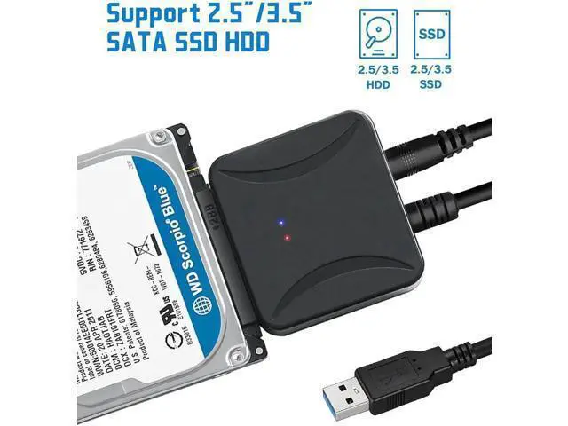Alt view image 3 of 6 - SATA to USB 3.0 Adapter, USB 3.0 to SATA III Hard Drive Adapter, SATA to USB 3.0, Hard Drive Reader SATA Adapter for 2.5/3.5 inch HDD SSD UASP with 12V/2A Power