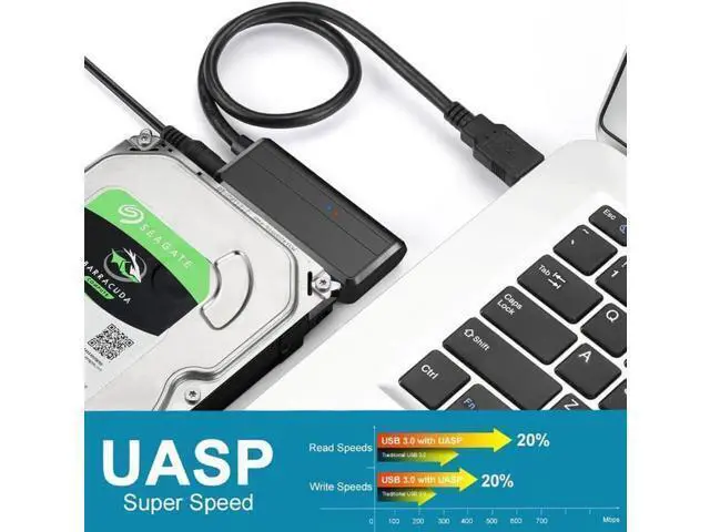 Alt view image 5 of 7 - Sata To USB Adapter USB 3.0 SATA 3 Cable Plug and play 22 Pin Sata III Cable Support 2.5 or 3.5 Inch External SSD HDD Hard Drive with 12V 2A Power Adapter
